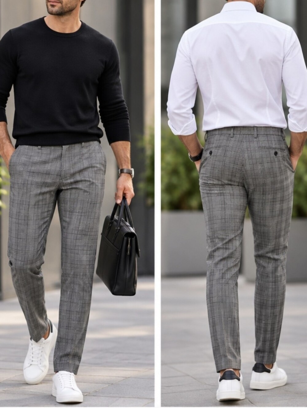 INC International Concepts Men’s Slim Fit Gray Plaid Dress Pants Size 40